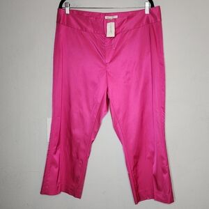 NWT Banana Republic Martin Fit Hot Pink Crop Sateen Pants Size 16